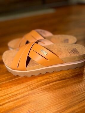 Reef Women's Cognac Crossband Slide Sandals